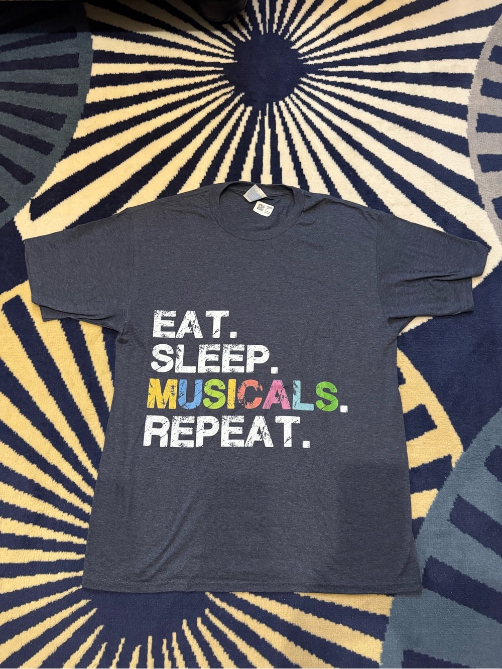 Eat. Sleep. Musicals. Repeat. Graphic Tee - Multicolor Print